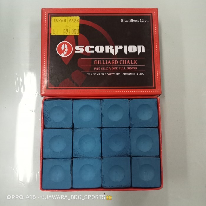 

Sale Original Chalk Kapur Billiar Bilyar Scorpion Isi 12 Biru