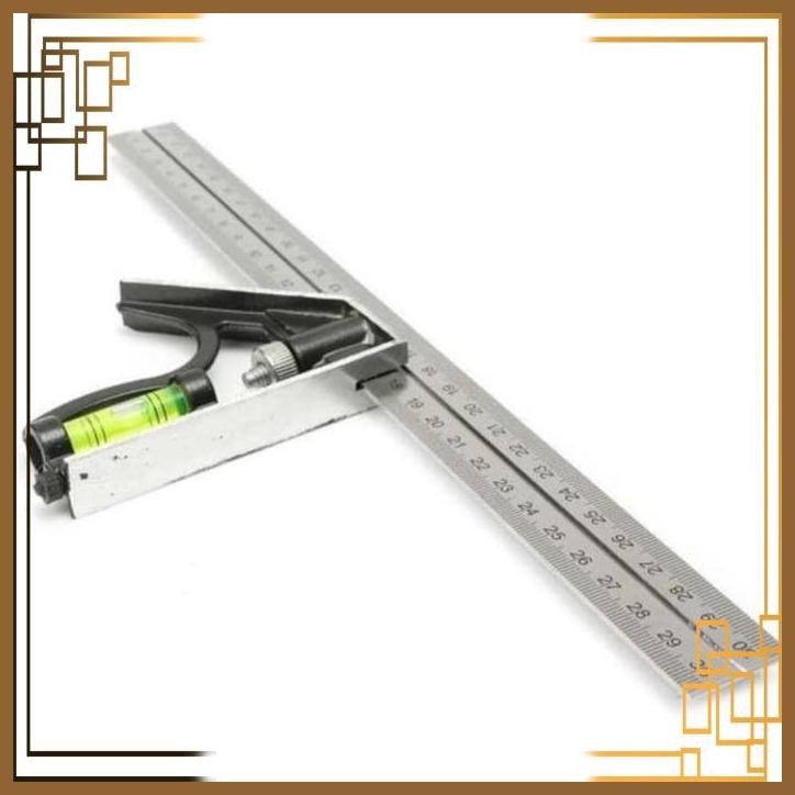 

[HST] MISTAR PENGGARIS SIKU KOMBINASI WATERPASS SIKU SUDUT STAINLESS 30 CM