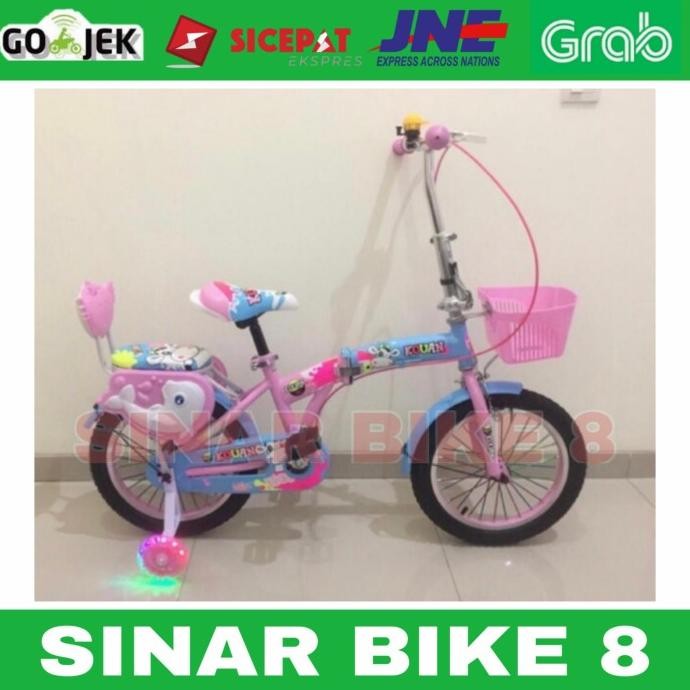 Sepeda Lipat Anak 16 Inch KOUAN Keranjang Dan Roda Pembantu