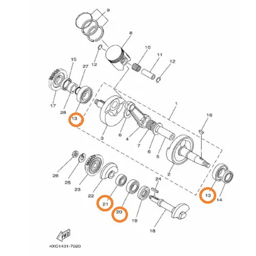 BEARING LAHAR LAHER BALANCER CRANKCASE KRANGKES CRANKSHAFT KIRI-KANAN YAMAHA TOUCH125 TOUCH-125
