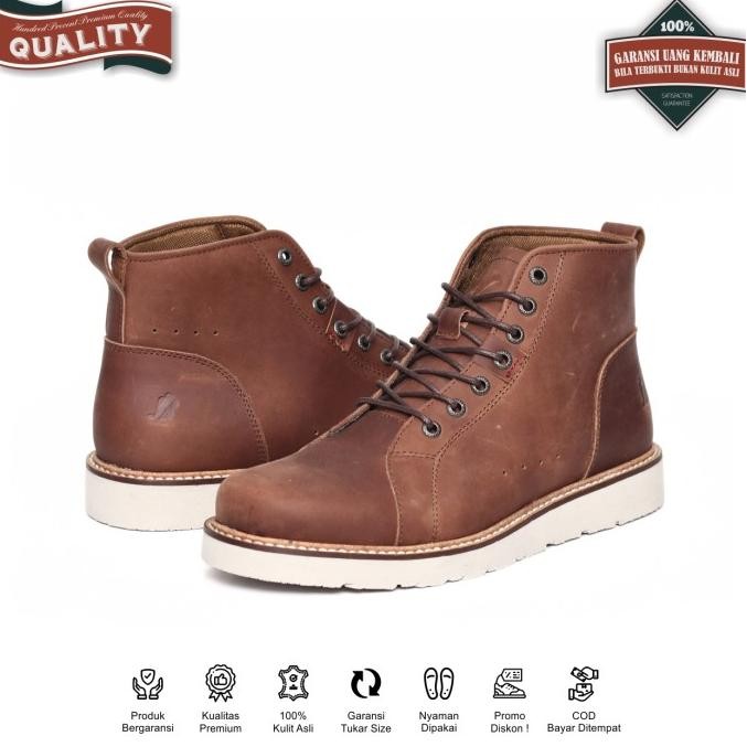 BRADLEYS FOOTWEAR - SEPATU BOOTS CASUAL PRIA KULIT ASLI CORDOVAN BROWN