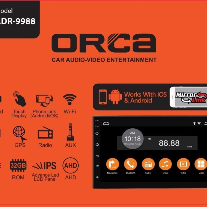 TERMURAH - head unit android orca 9 inch 2/32 adr 9988