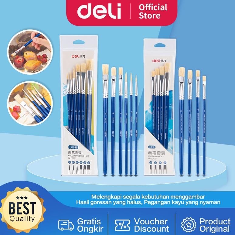 

Deli Paint Brush / Kuas Lukis / Kuas Cat Air Isi 6pcs 73922 73923