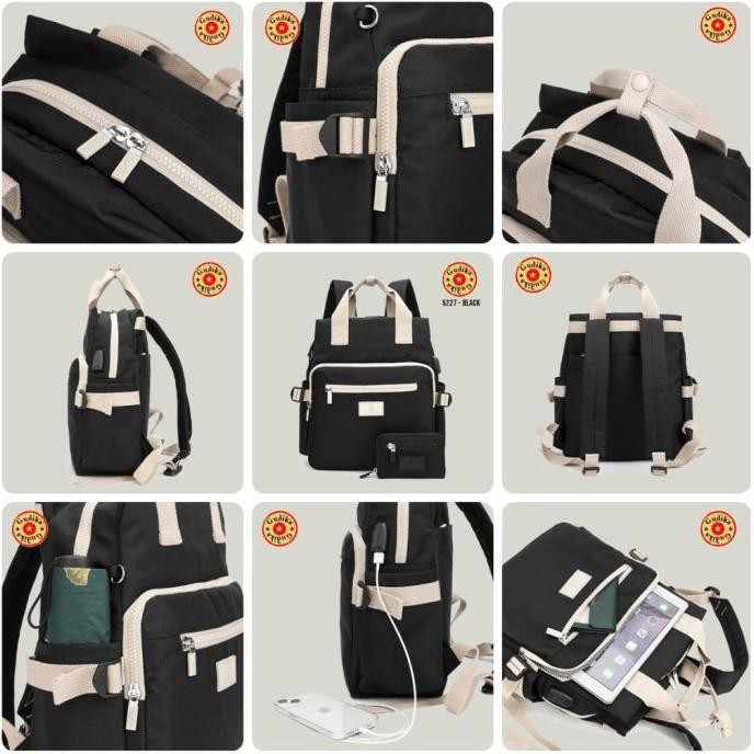 Tas GUDIKA 5227 - Tas Ransel Laptop USB Set Dompet Pria Wanita Import