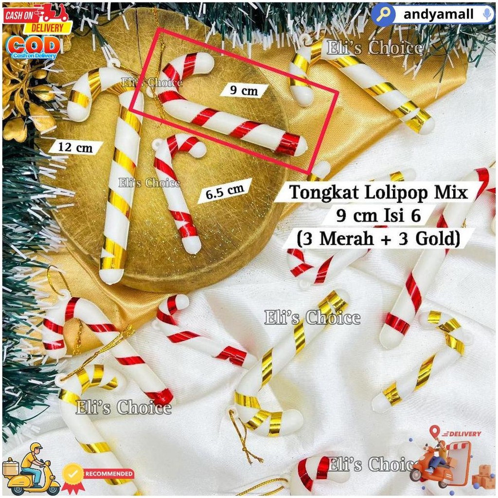 

Hiasan Permen Lolipop Jumbo / Tongkat Lolipop Natal Besar / Candy Cane D Best Seller