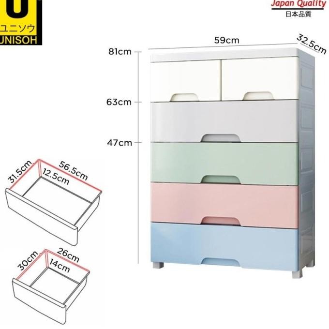 UNISOH Lemari Plastik Pakaian Plastik Laci Susun Drawer Cabinet