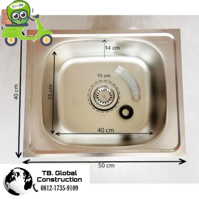 Diskon Bak Cuci Piring / Kitchen Sink Merk Volk Oki 50Cm 1 Lubang
