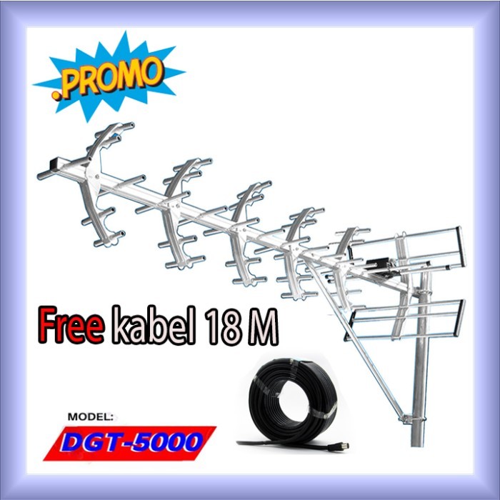 Terlaris Bonus Kabel 18 Meter Antena Tv Digital / Analog Pf Digital 5000 Outdor