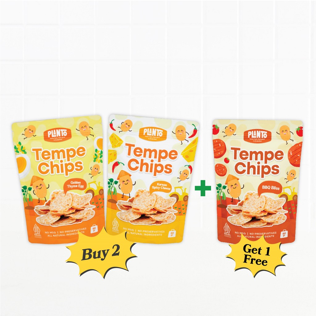 

Planto Buy 2 Get 3 Tempe Chips 180 gram Free Tempe Chips BBQ