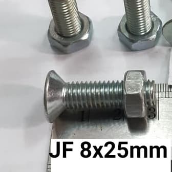 Baut Putih M8 x25 +mur Baut Verseng JF8 x25 per 1pcs
