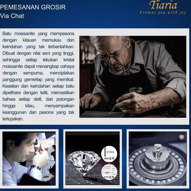 Ready Cincin Tunangan 2-3 Gram Berlian Moissanite Gra / Crystal Zircon - Tiaria Cincin Nikah Hadiah 