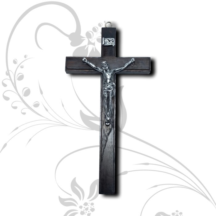 Azzatun - Salib Dinding Korpus Silver 25 Cm/Hiasan Salib Dinding Katolik