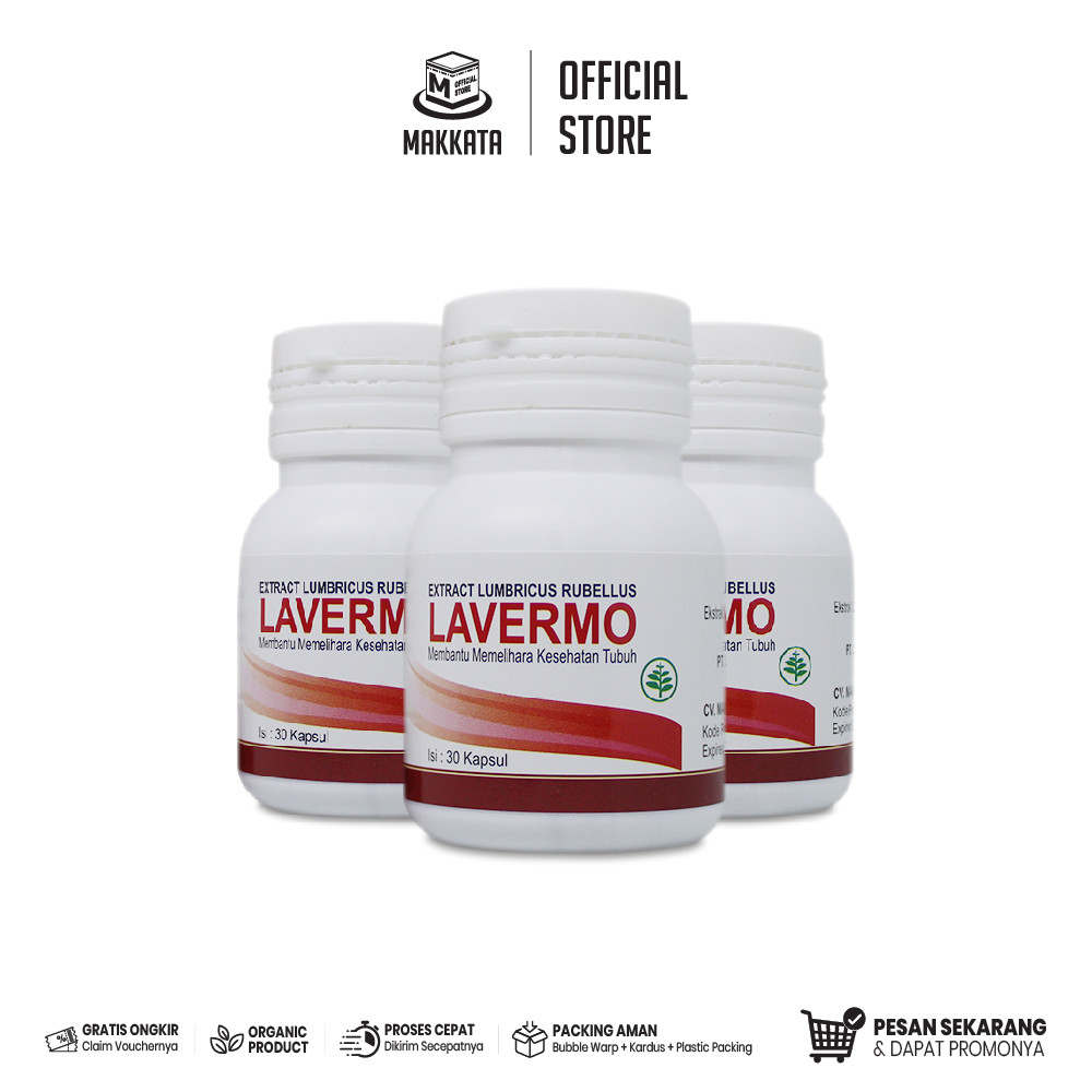 MAKKATA Lavermo Kapsul Ekstrak Cacing Tanah Membantu Meringankan Gejala Tipes / Typus Demam Original