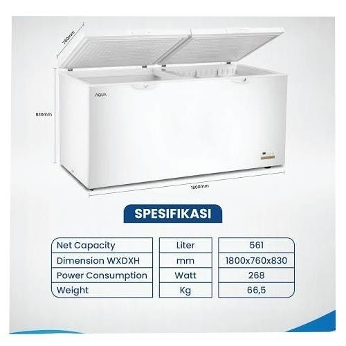 siap kirim] FREEZER BOX AQUA AQF600GC / LEMARI PEMBEKU AQUA AQF 600 GC 561L