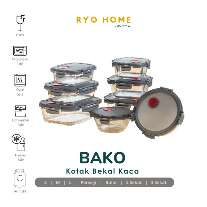 Produk Ready [ RYO ] BAKO Kotak Bekal Kaca / Lunch Box Set / Food Storage Glass