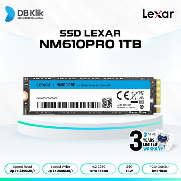 Lexar Ssd Internal Nm610 Pro 1Tb M.2 Nvme Pcie Gen 3X4 - Nm 610 1 Tb