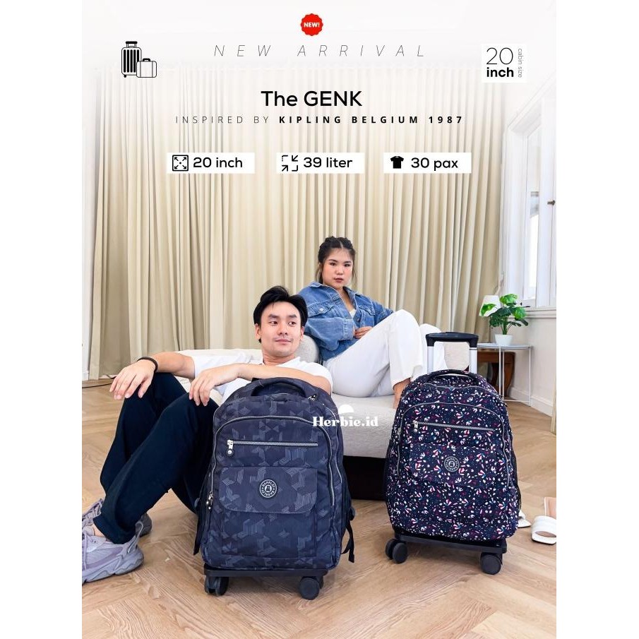 TAS RANSEL TROLI BARLEY KIPLING GENK BELGIA ORIGINAL KABIN RODA IMPORT [terbaik]