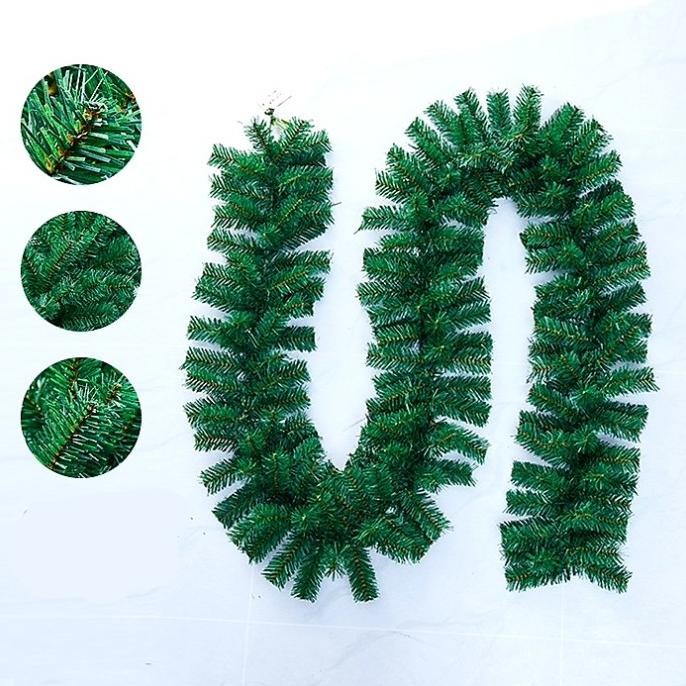 ] Garland Natal Daun Lilit Kawat Daun Natal Hijau Hiasan Daun Tangga