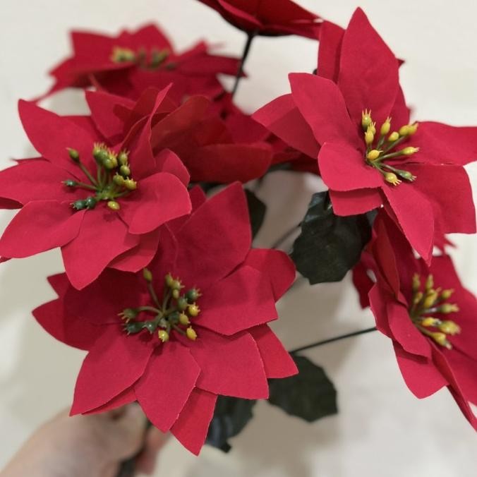 ] Bunga ponsentia kastuba merah natal palsu dekorasi imitasi artificial