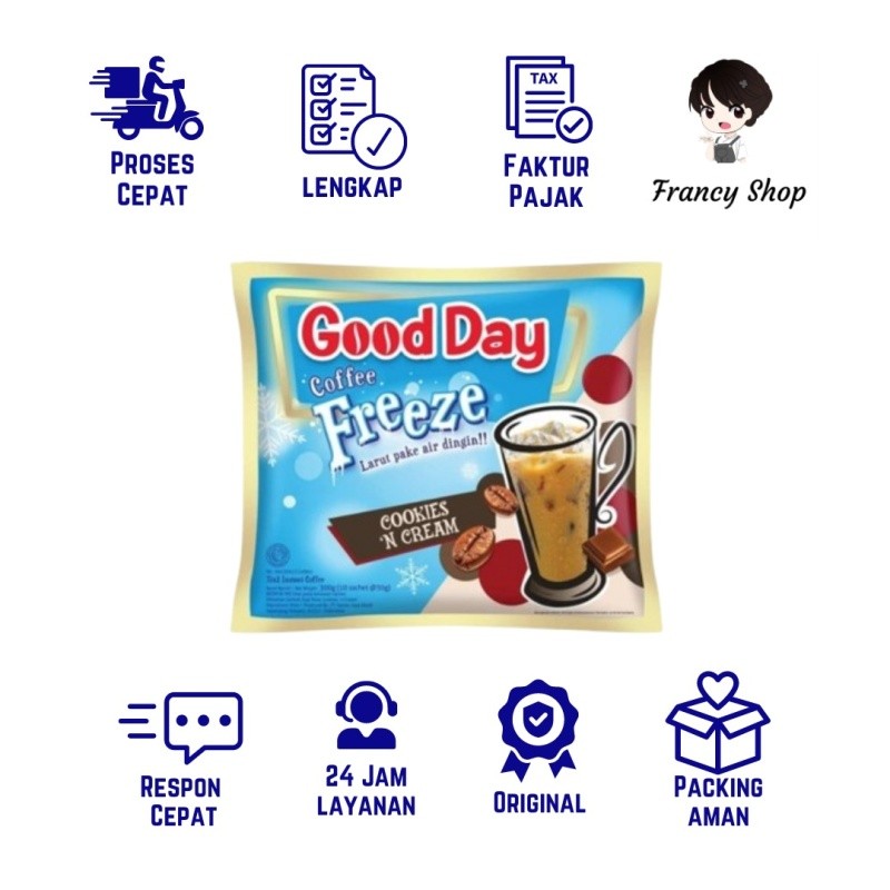 

Good Day Coffee Frezee Cookies & Cream Kopi Instan 1 Sachet 20 gr