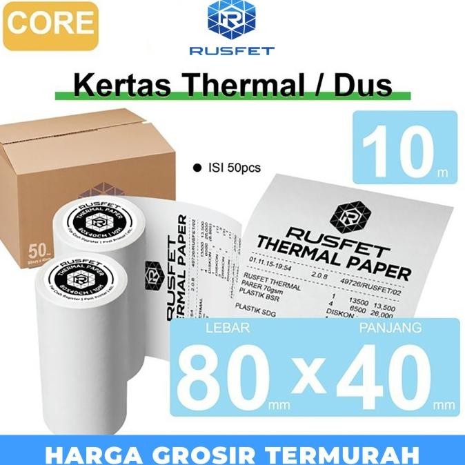 

Kertas Thermal Paper Core Printer Resi Termal Barcode Pos 80X40Mm Dus