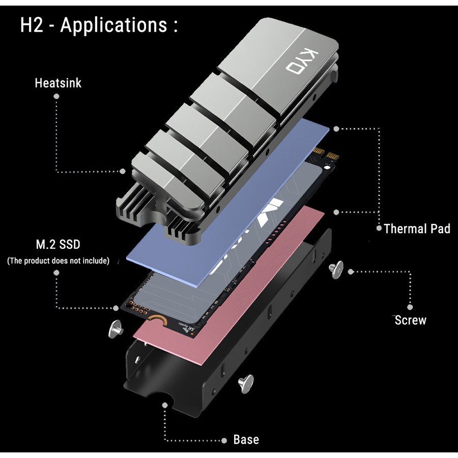 KYO H2 M2 HEATSINK NVME & M.2 NGFF M2HEATSINK COOLING ORIGINAL QUALITY