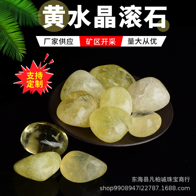 Citrine Rolling Stone DIY Degauss Purifikasi Batu Kristal Kerikil Partikel Besar Dekorasi Tangki Ika