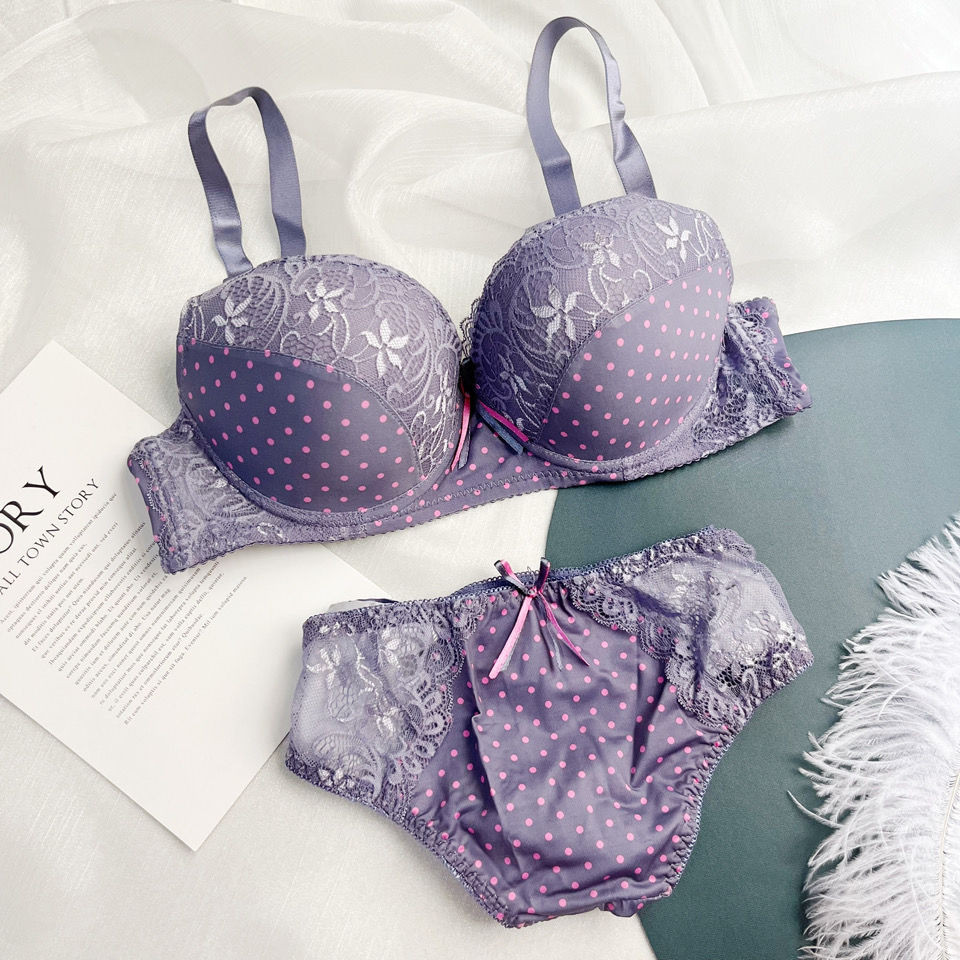 Set Bra Polkadot Lucu Ultra-tipis