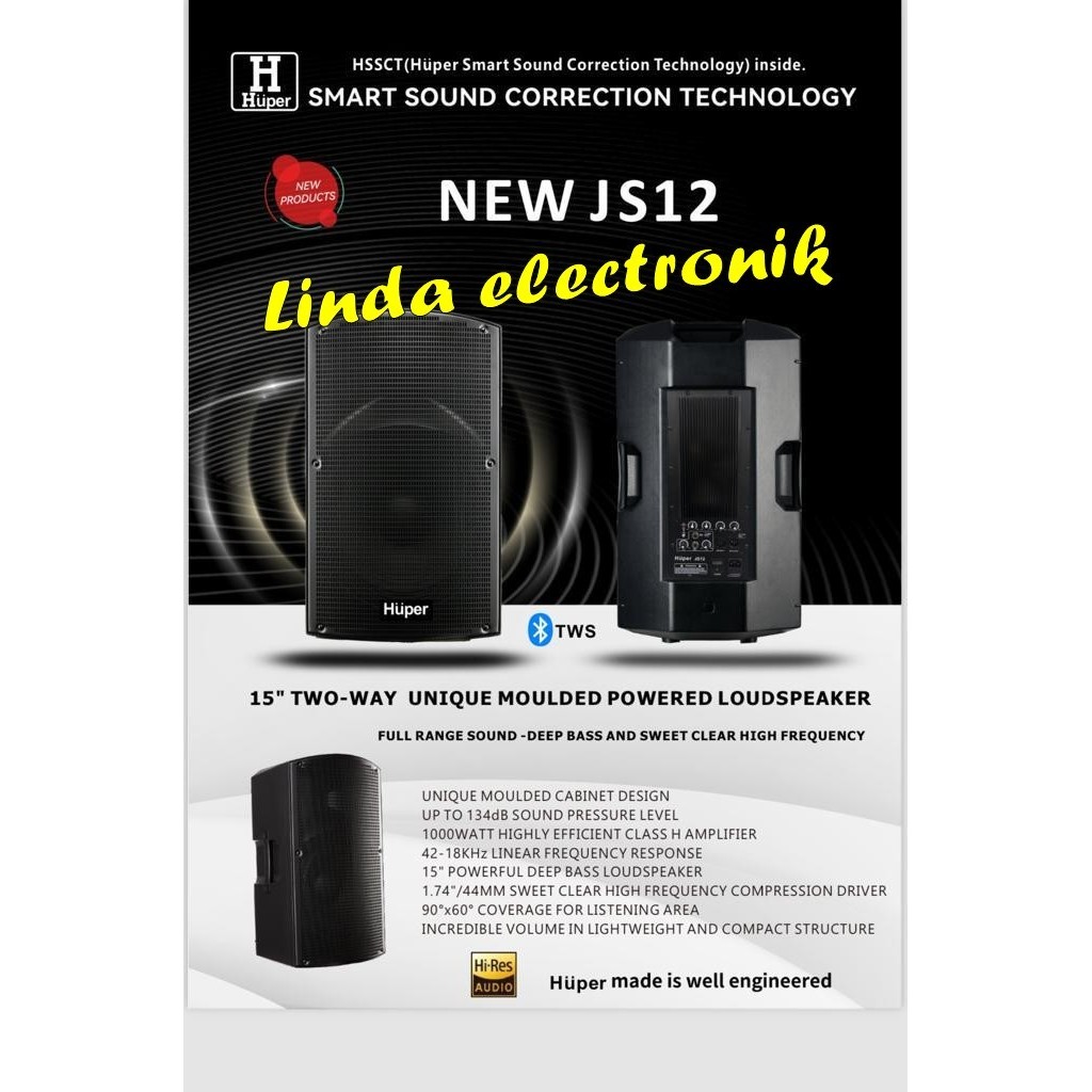 new speaker aktif huper js12 / js 12 15 inch 1 buah blutooth tws