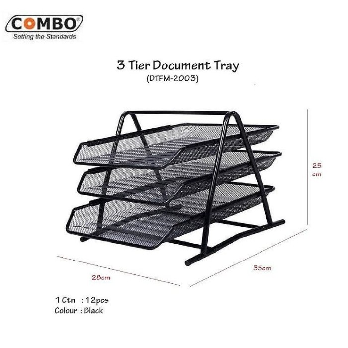 

NEW Document Letter Paper Tray Rak Besi 3 Tier Tingkat Susun Combo DTFM-2003