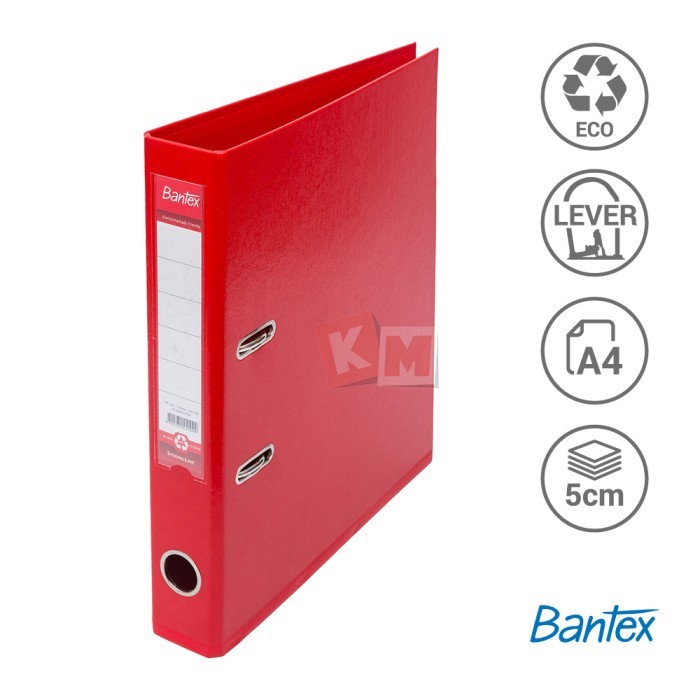 

TERBARU - Ordner Bantex Lever Arch File PP Plastic A4 5cm Red 1451-09 Merah