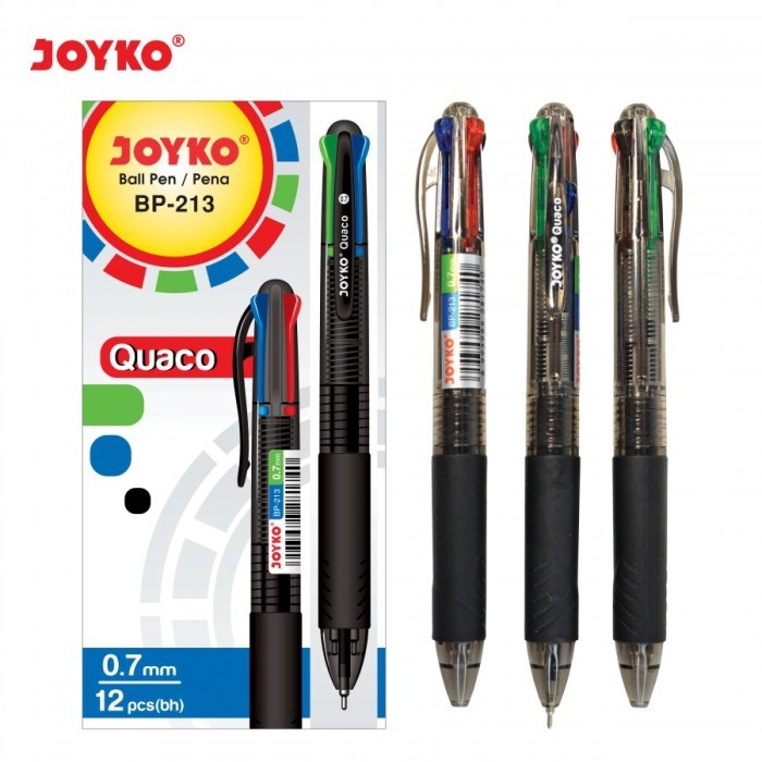 

NEW Ball Pen / Pulpen / Pena Joyko BP-213 / Quaco/ 0.7 mm/ 4 Warna /12 Pcs