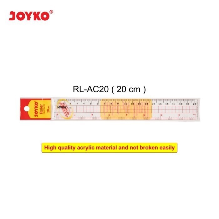 

NEW Acrylic Ruler / Penggaris Joyko RL-AC-20 / 20 cm 20cm