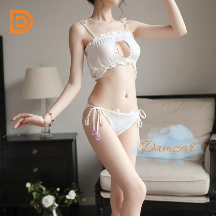 SET BAJU DINAS MALAM LINGERIE SEXY COSPLAY CAT WOMAN KUCING SEMI BODY LINGERE BAJU DINAS MALAM BY DA