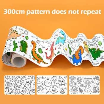 

AMSZKE Kertas Mewarnai Tempel Dinding Drawing Paper Roll 300cm Dinosaurus