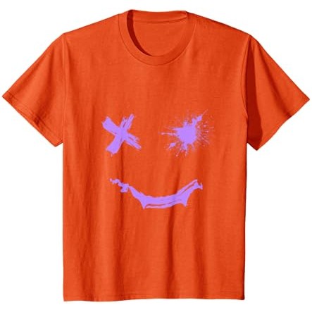 Kaus Grafis Warna Ungu Muda Wajah Grunge Ungu Muda |WOzfcotG|