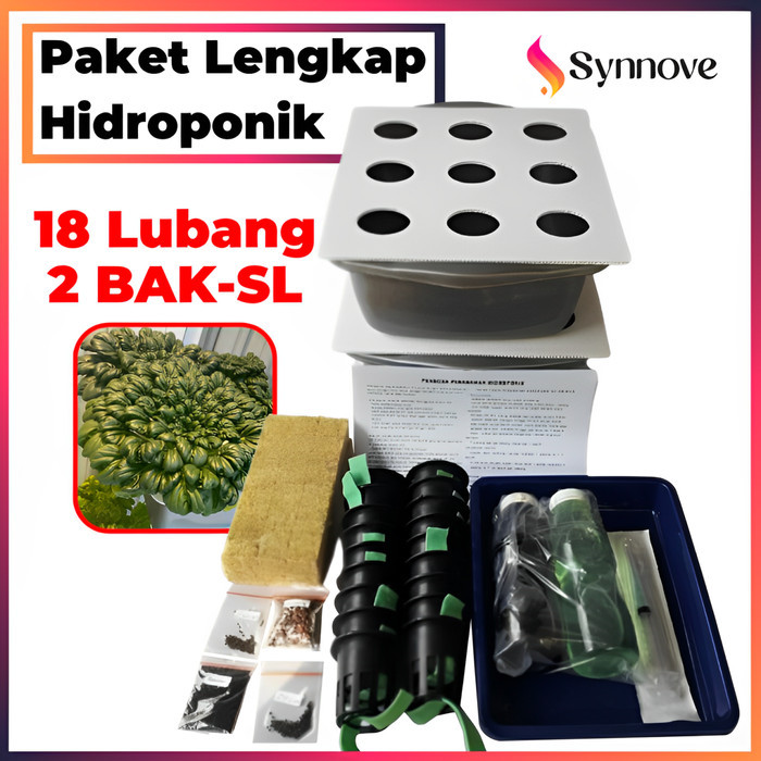 Paket Hidroponik 18 Lubang 2 Bak LENGKAP Rockwool Hidroponik Paket Hidroponik Pemula Lengkap
