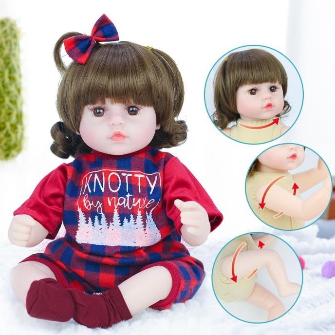 HARGA DISKON 42 cm 18 Inch TERJANGKAU mainan Boneka Reborn Bayi Silikon mirip Asli  Cantik Mewah