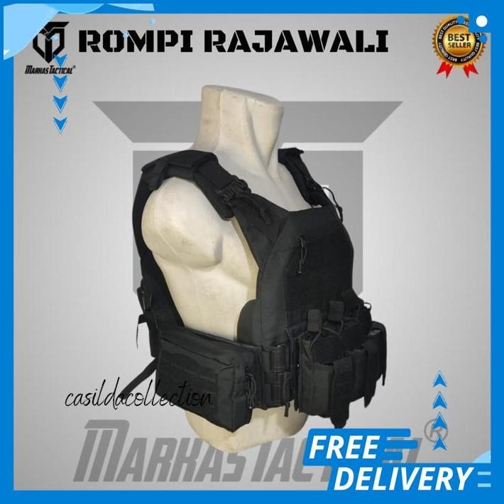 ROMPI BODY VEST RAJAWALI TNI POLISI DOUBLE QUICK RELEASE - ROMPI ANTI - BODYVEST HITAM LEBIH HEMAT