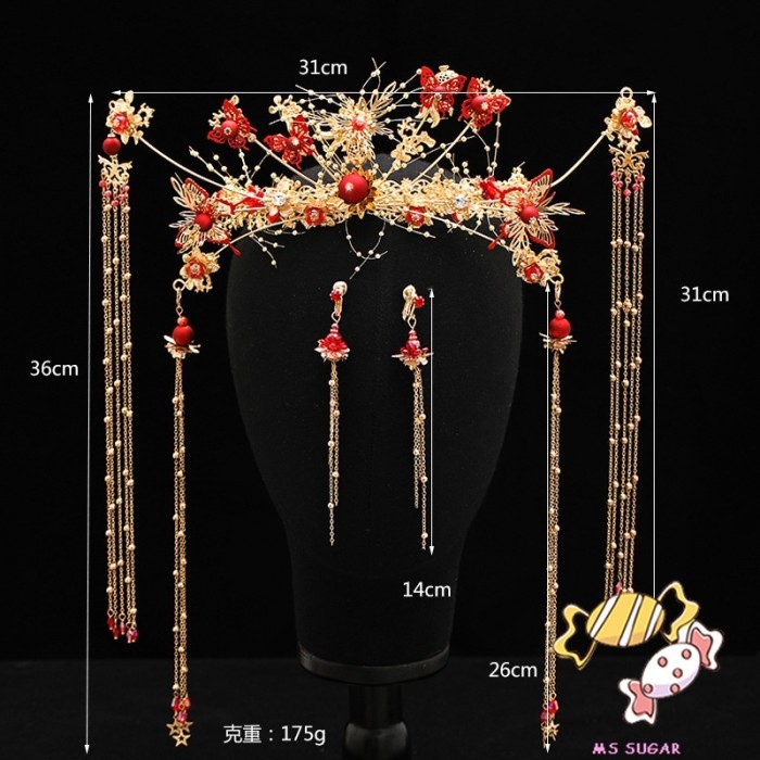 Set Hairpiece Sangjit Tusuk Konde Rambut gantin China Cina
