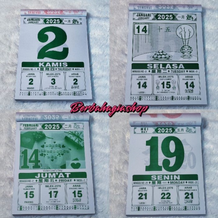 

Kalender Calendar China Robek Harian Tahun 2025 Ukuran Sedang Cina New