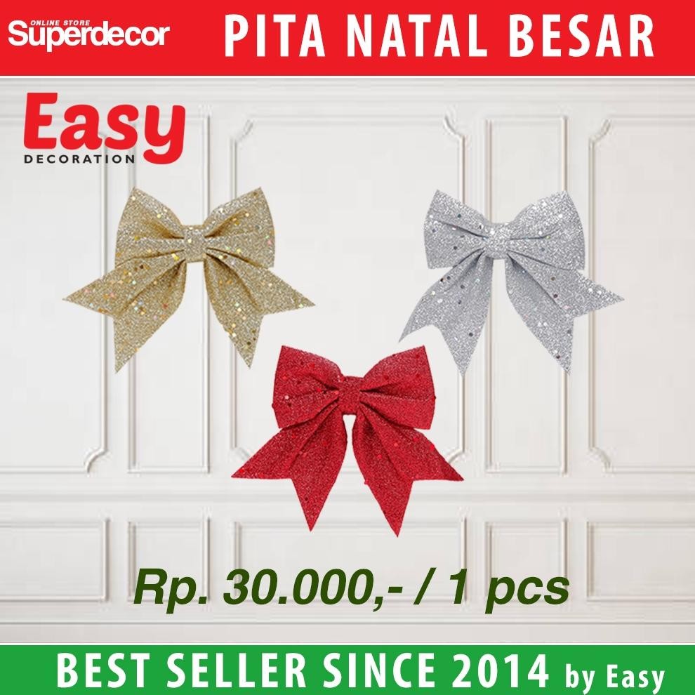 

Pita Natal Gliter Hiasan Aksesoris Dekorasi Christmas Ribbon Besar Murah