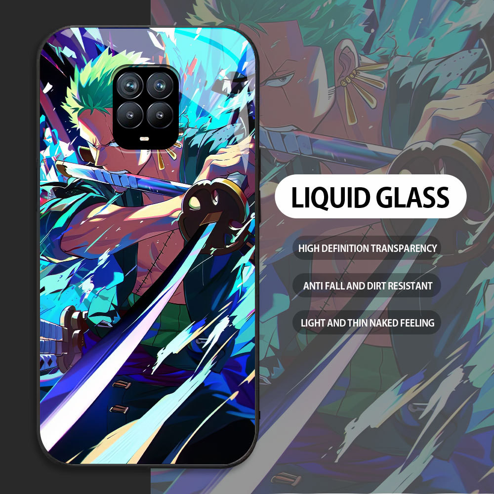 For Xiaomi RedMi Note 4 4x 7 8 9s 9 pro max Casing Skin Handphone  One Piece Zoro Glass kesing Phone