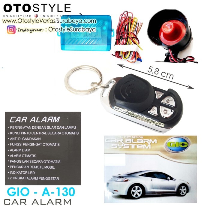 HARGA DISC - Alarm Mobil Gio Kunci 4 Tombol GIO-A173K set lengkap