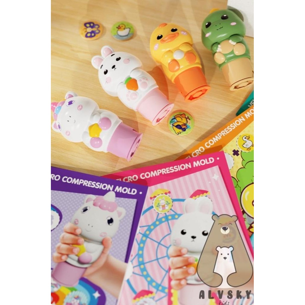 

Sale Mainan Sticker Stamp Anak Karakter Lucu Bebek Unicorn Kelinci Dino / Stempel Stiker Lucu Anak