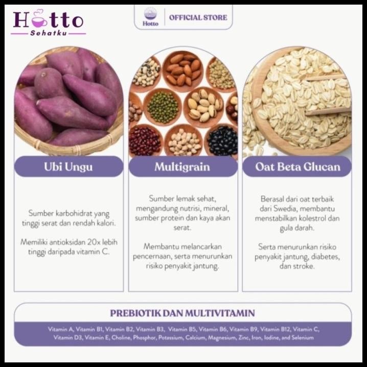 

GRATIS ONGKIR HOTTO PURTO MULTIGRAIN DRINK SEREAL OAT SWEET PURPLE POTATO HIGH FIBER !!!