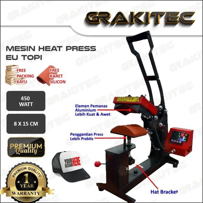

MESIN HEAT PRESS SABLON MINI TOPI LOGO LABEL 15X15 CM ORIGINAL DAN TERPERCAYA