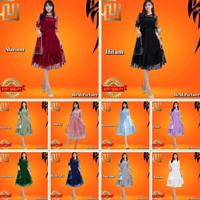 midi dress wanita jumbo korea ahira baju gaun pesta natal hijau sage ES77