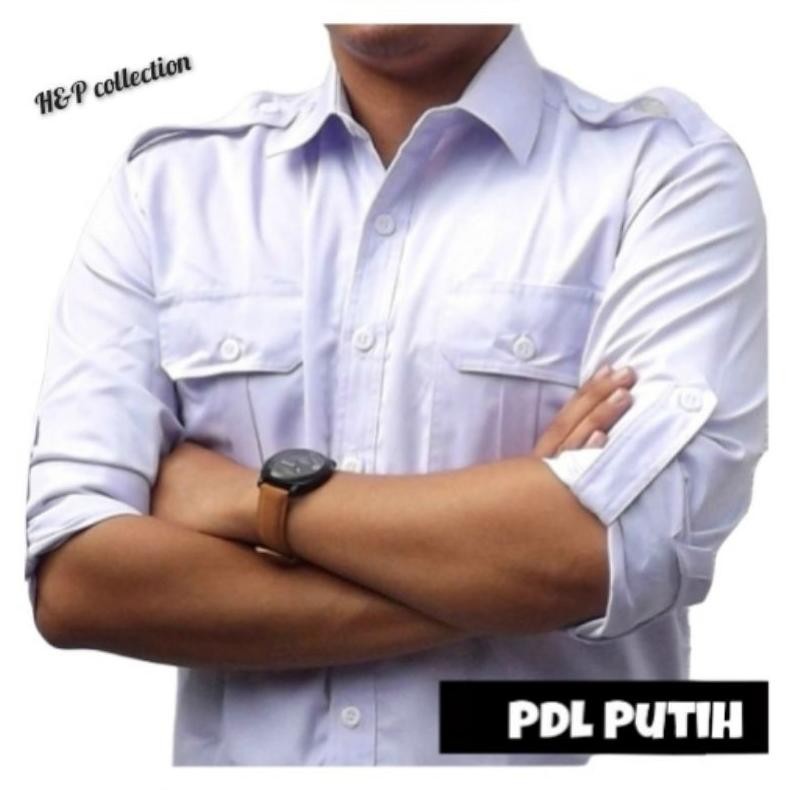 SR - Seragam PDH Lengan Panjang , Baju Seragam PDL Pria Lengan Panjang , Kemeja PDL Putih , Kemeja P