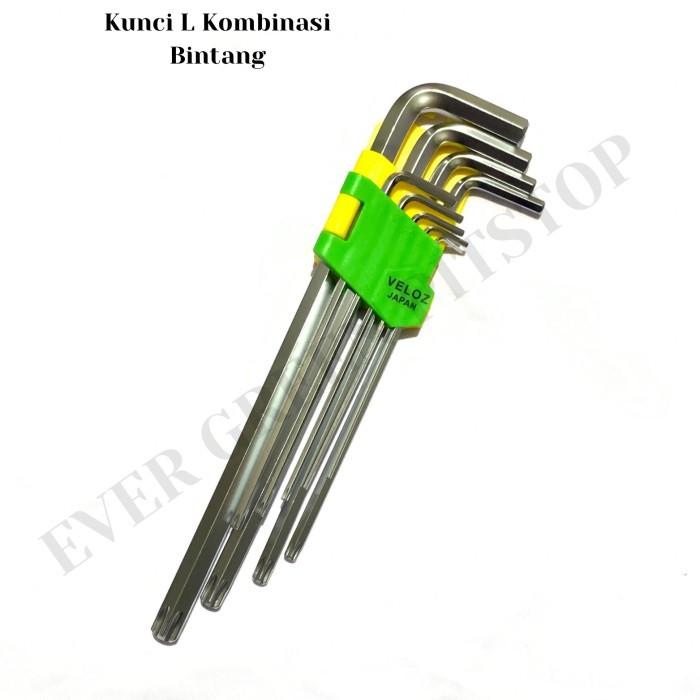 Kunci L Biasa Kombinasi Bintang 9 Pcs Panjang Extra Long Tekiro